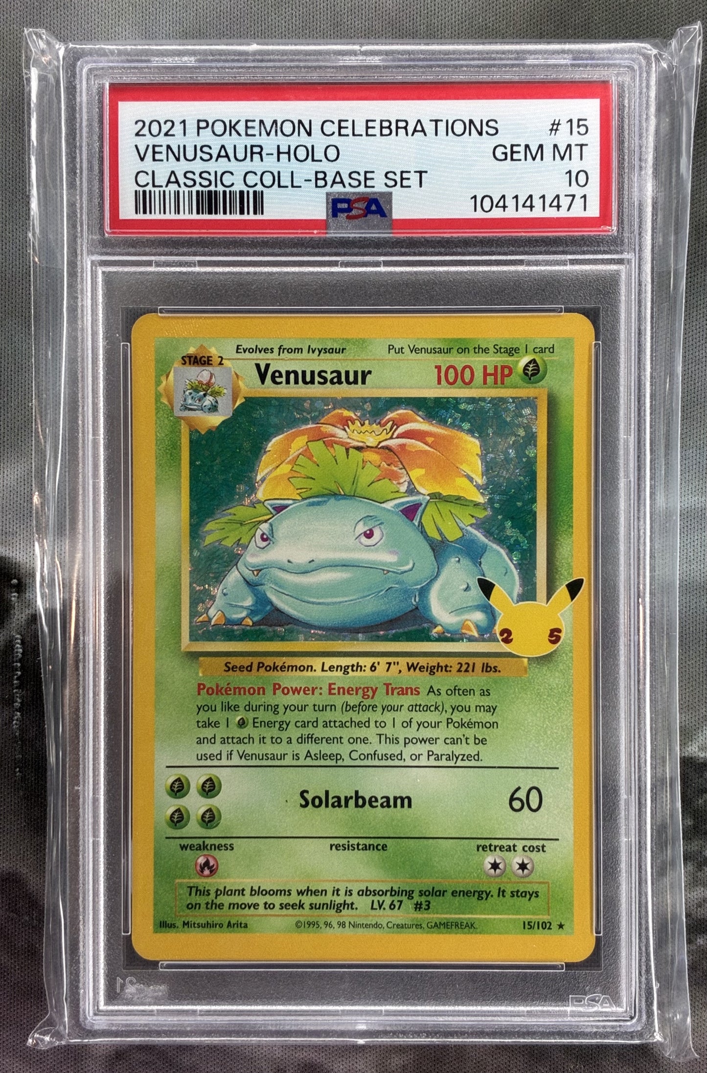 2021 Pokémon Celebrations Venusaur 15/102 Holo PSA 10