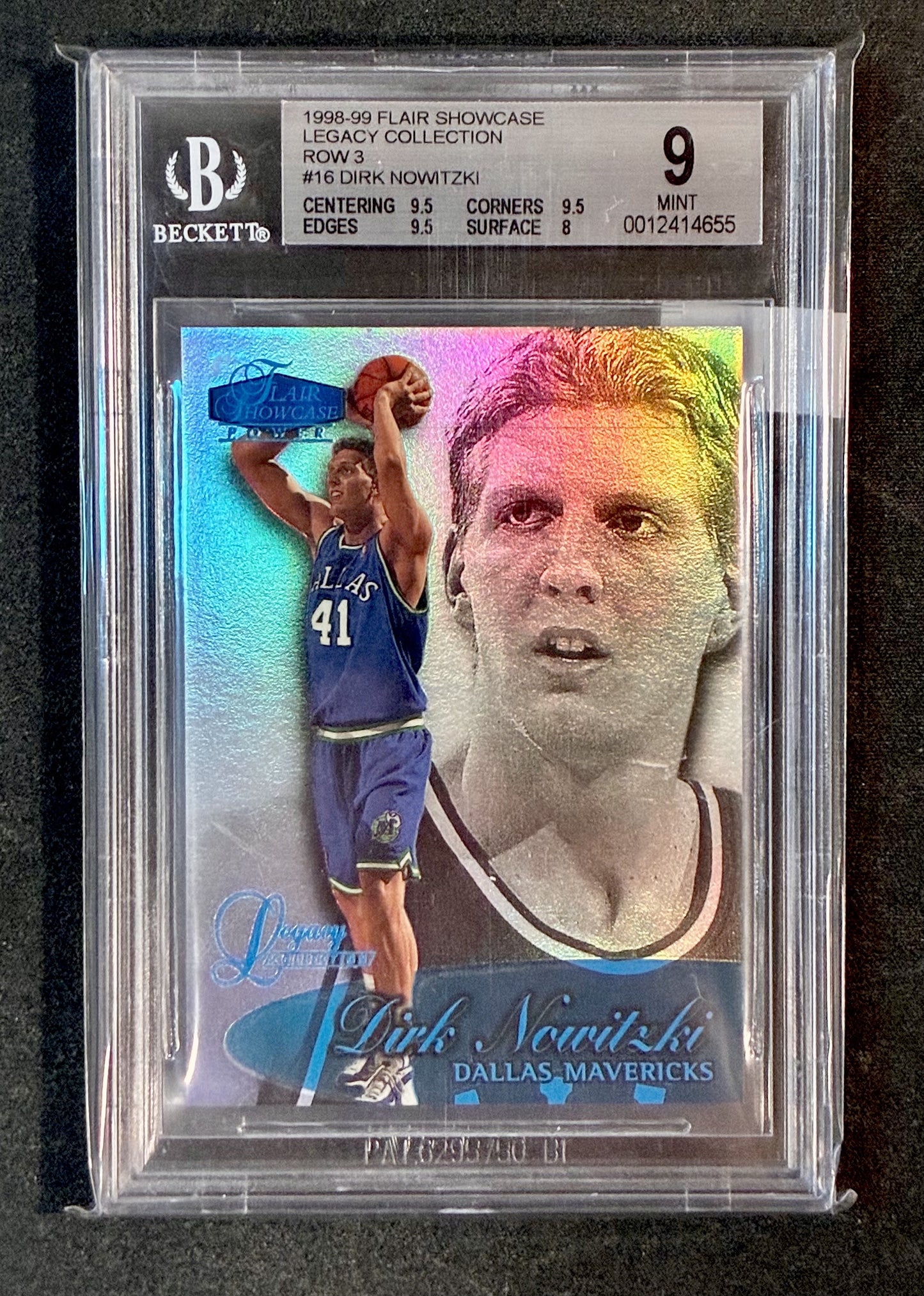 BGS 9 Dirk Nowitzki 1998-99 Flair Showcase Row 3 Legacy Collection Rookie /99 Basketball Card