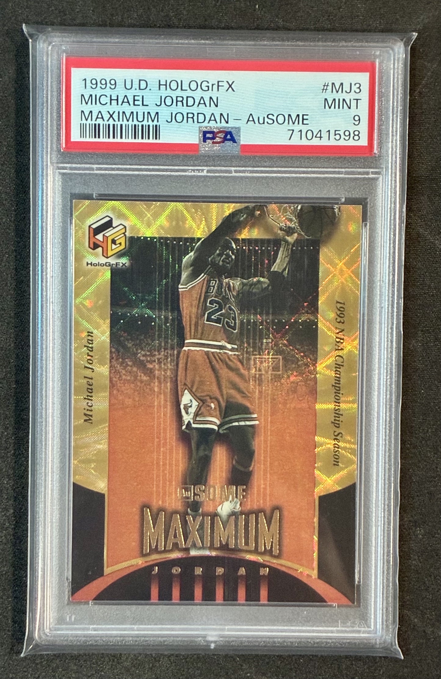 PSA 9 Michael Jordan 1999 UD HoloGrFx Maximum Jordan AuSome Basketball Card