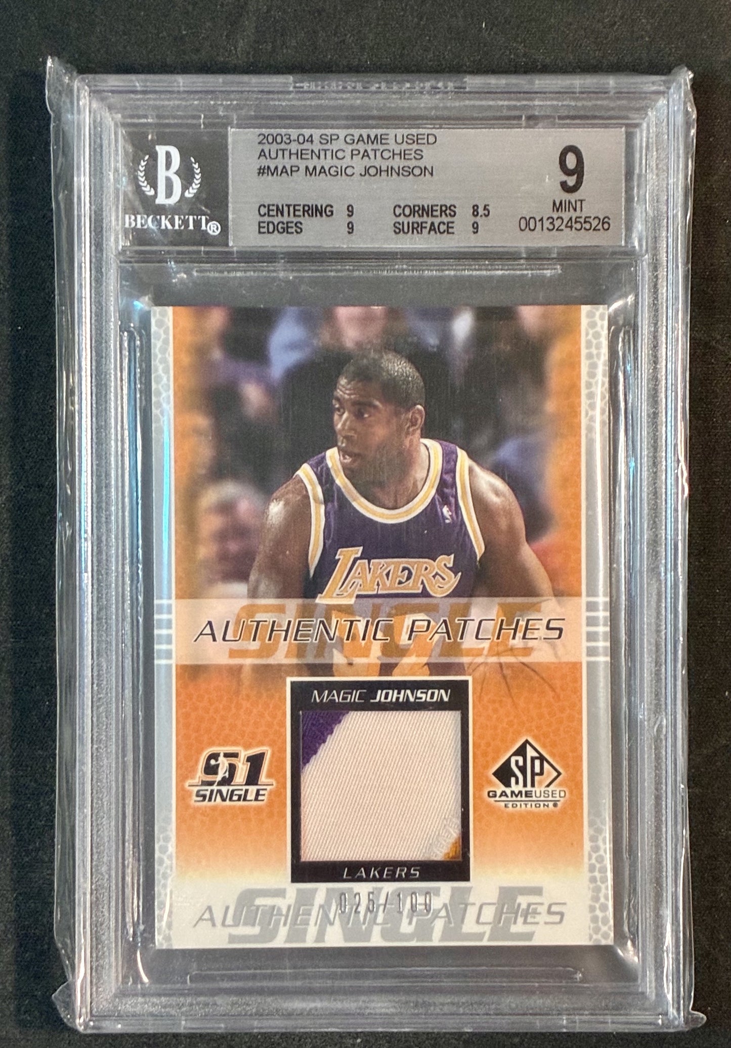 PSA 9 Magic Johnson 2003 SP Game Used Authentic Patch /100 Basketball Card