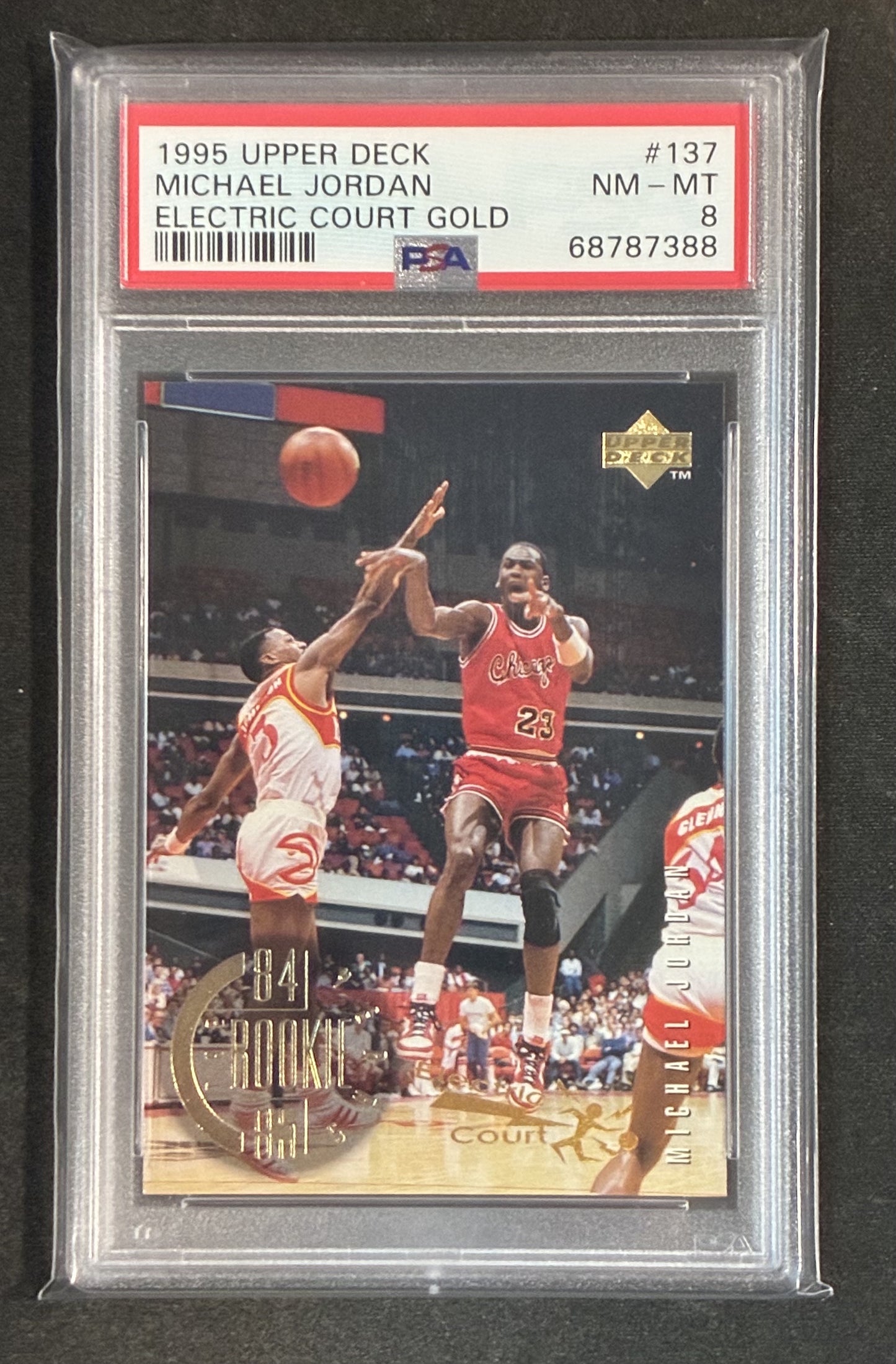 PSA 8 Michael Jordan 1995 Upper Deck Electric Court Gold Basketball Card