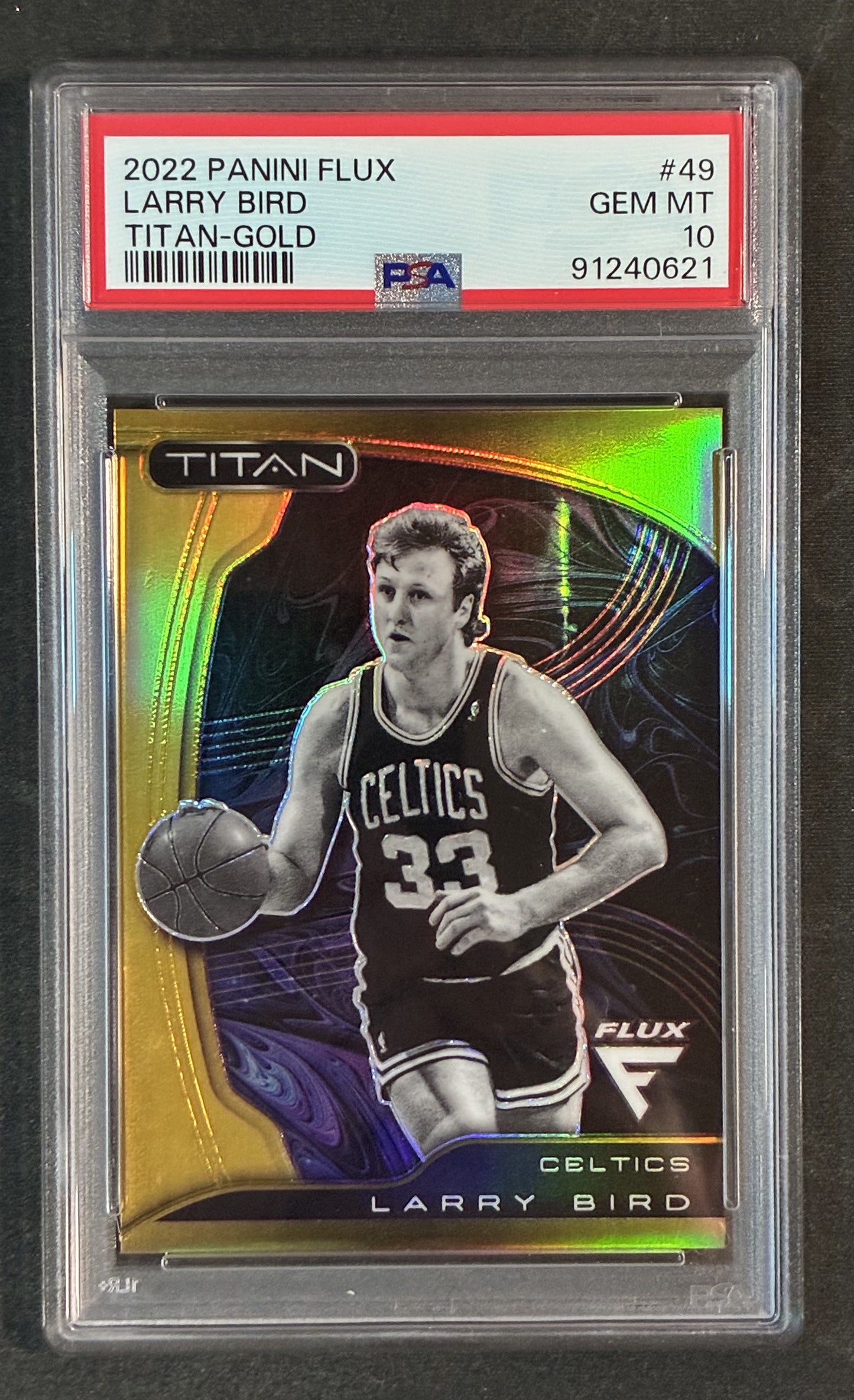 2022 Flux Titan Gold Larry Bird #49 PSA 10 GEM MINT /10 – Celtics Card Image