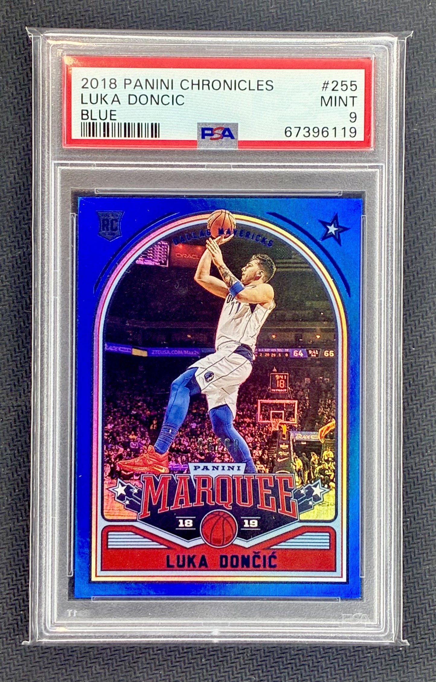 Luka Doncic 2018-19 Panini Chronicles Marquee Rookie #255 Blue /99 PSA 9 Dallas Mavericks