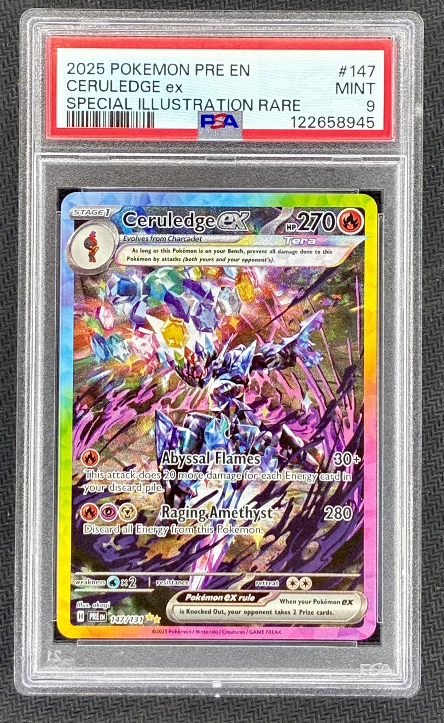 PSA 9 Ceruledge ex 147/131 Holo Pokémon Prismatic Evolutions Card