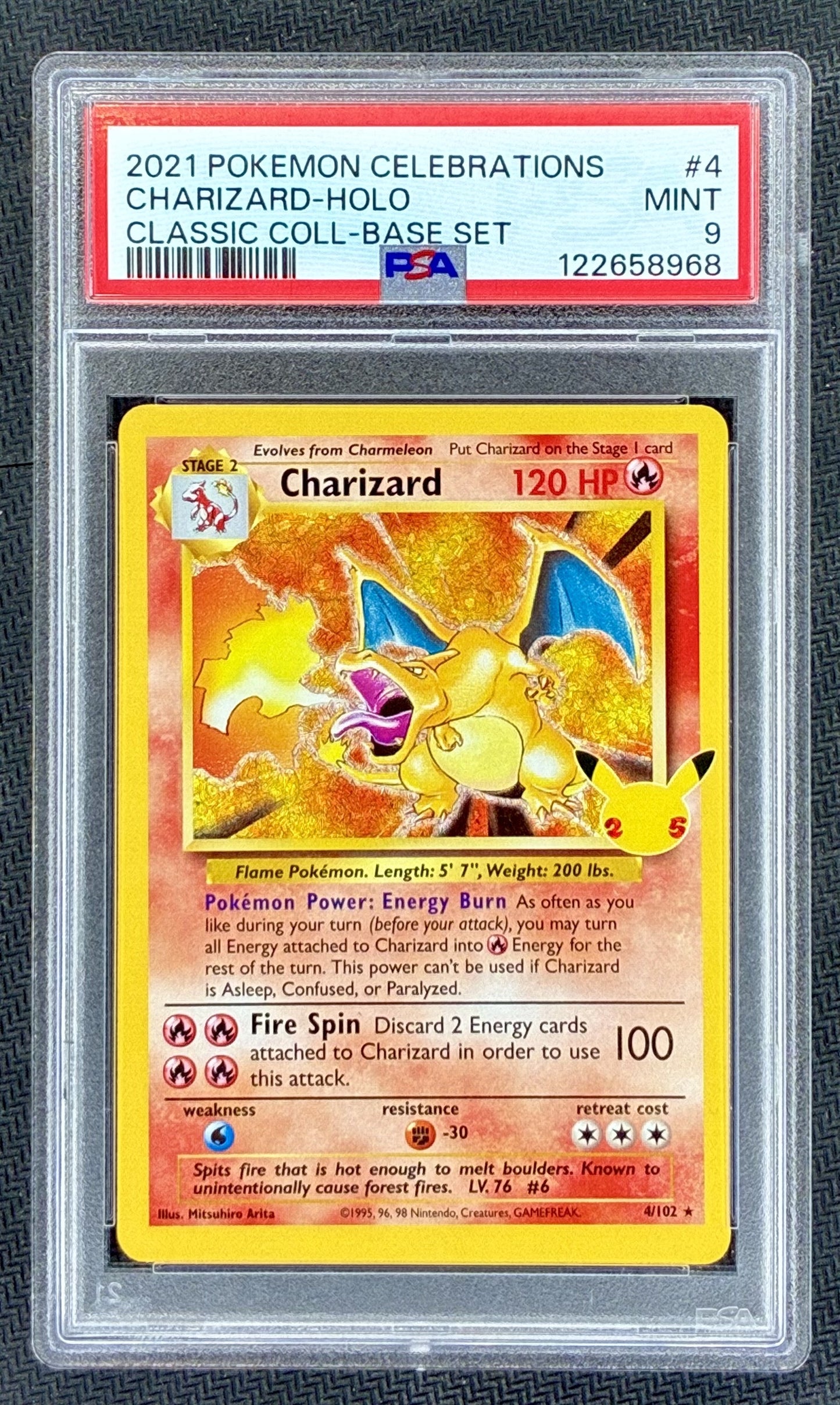 PSA 9 Charizard 2021 Pokémon Celebrations Classic Collection Holo #4/102 Pokémon Card