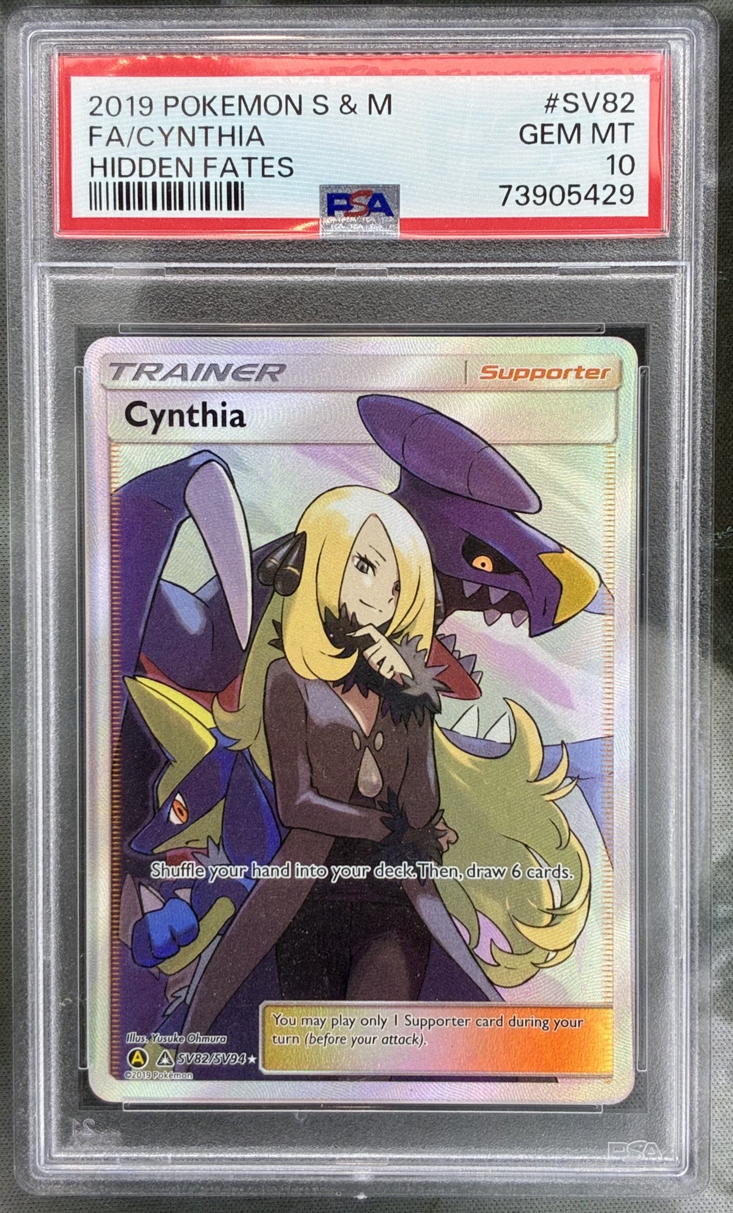 Pokémon Cynthia SV82/SV94 Hidden Fates Shiny Vault Full Art PSA 10 Card