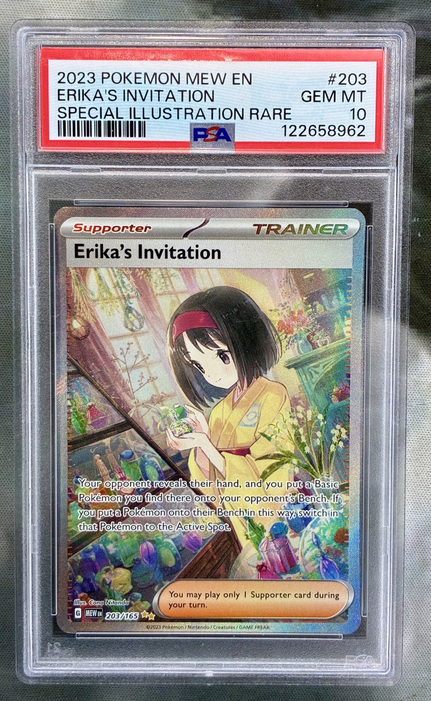 Pokémon Erika’s Invitation – 203/165 – Scarlet & Violet 151 Holo (PSA 10 GEM MINT)