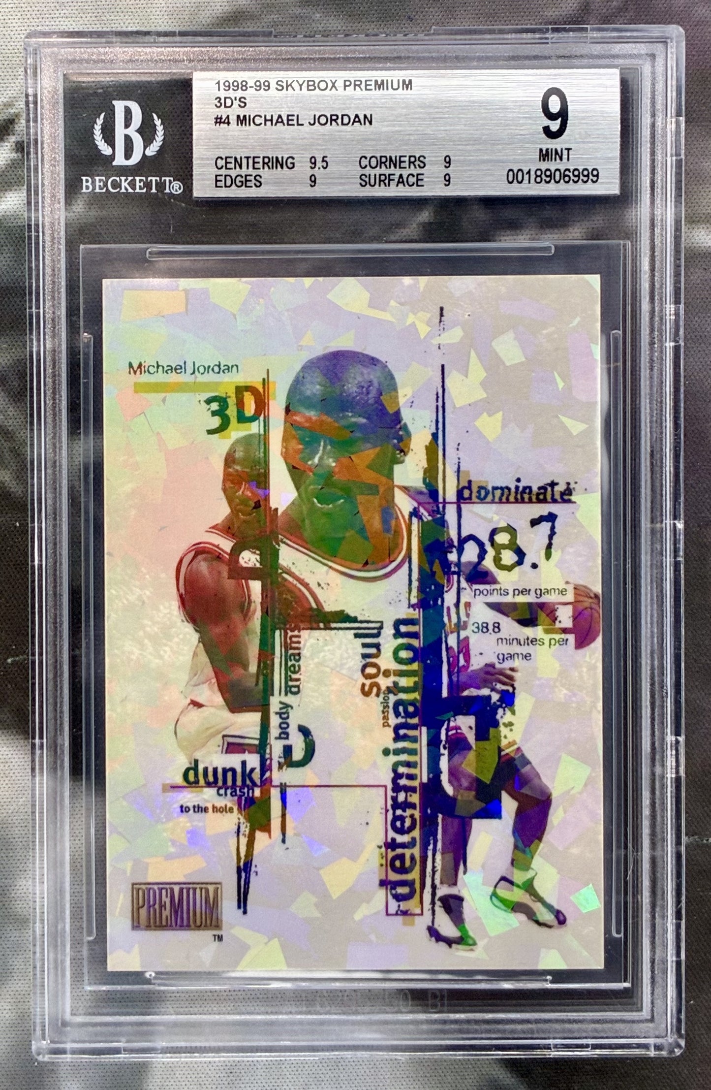 1998 SkyBox Premium 3D’s Michael Jordan #4 BGS 9 Mint Basketball Card