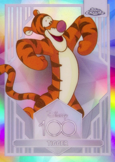 2023 Topps Chrome Disney 100 Tigger Refractor trading card featuring Tigger from Disney's Winnie the Pooh.