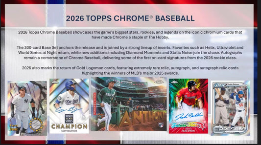 PREORDER: 2026 Topps Chrome Baseball Hobby Box (July 22)
