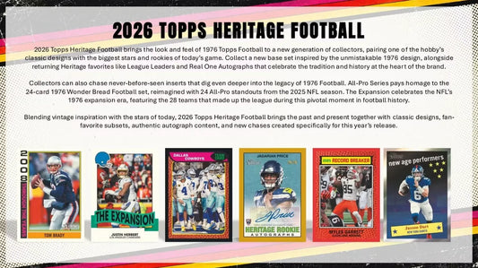 2026 Topps Heritage NFL Football Value Box – 8 Packs
