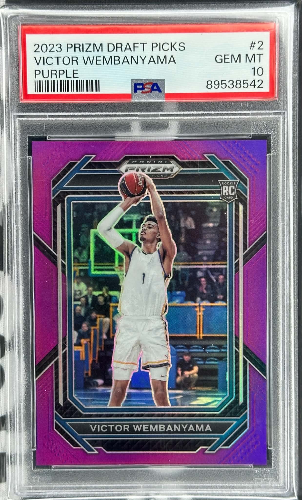 Victor Wembanyama 2023 Panini Prizm Draft Picks Purple Prizm /75 PSA 10 rookie basketball card