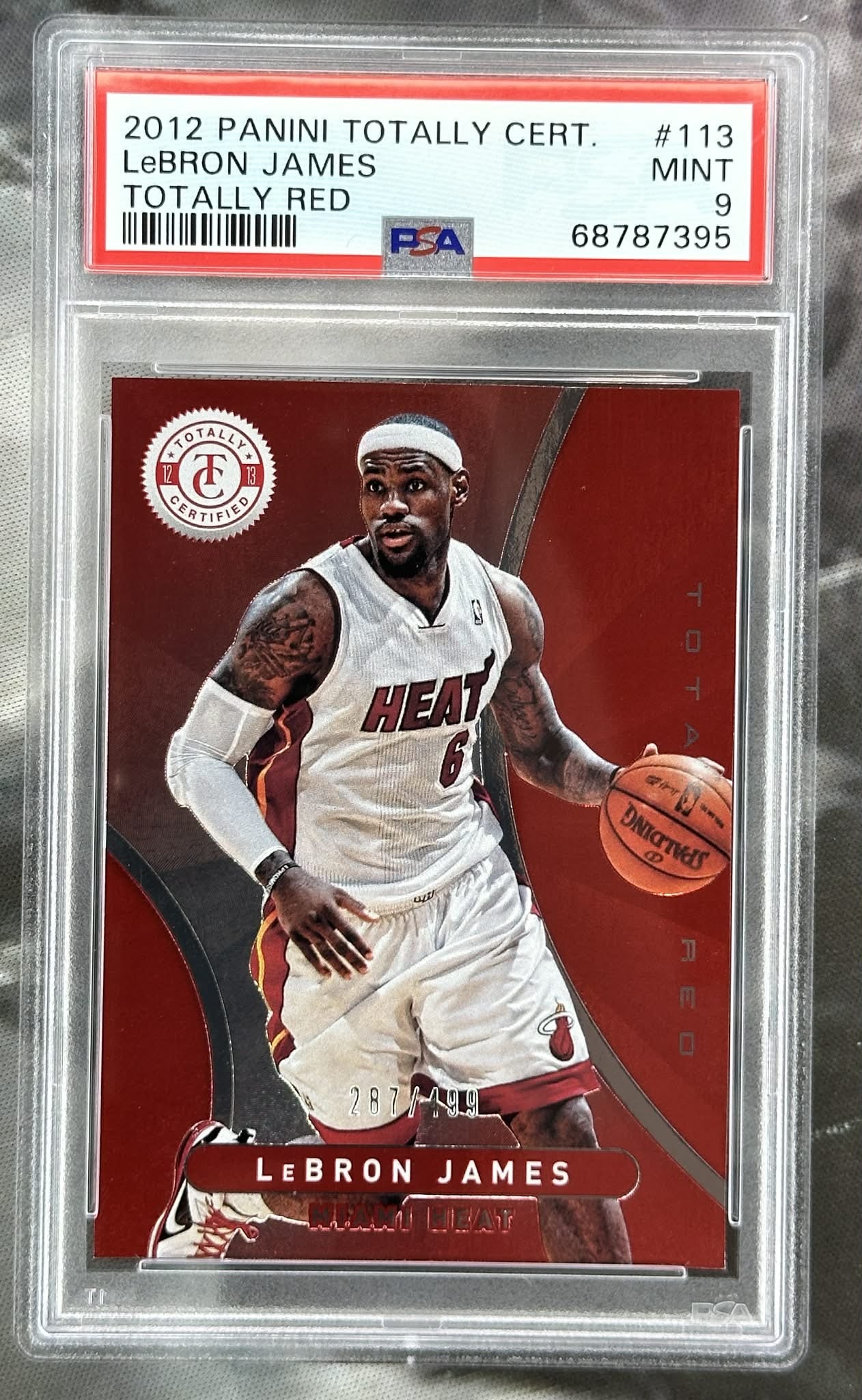 2012-13 Panini Totally Certified Totally Red LeBron James #113 serial numbered /499 PSA 9 Mint graded basketball card