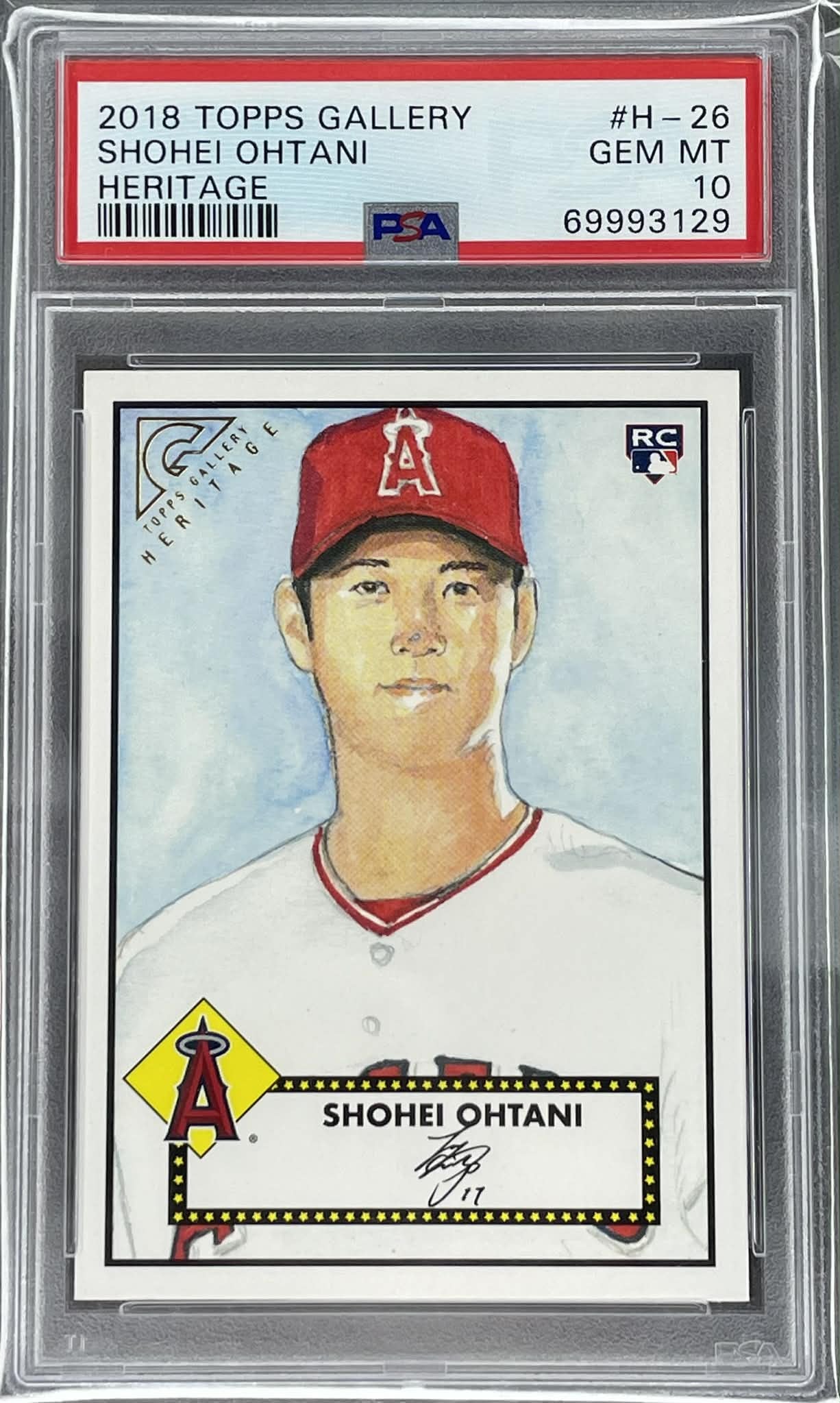 Shohei Ohtani 2018 Topps Gallery Heritage H-26 PSA 10 baseball card.