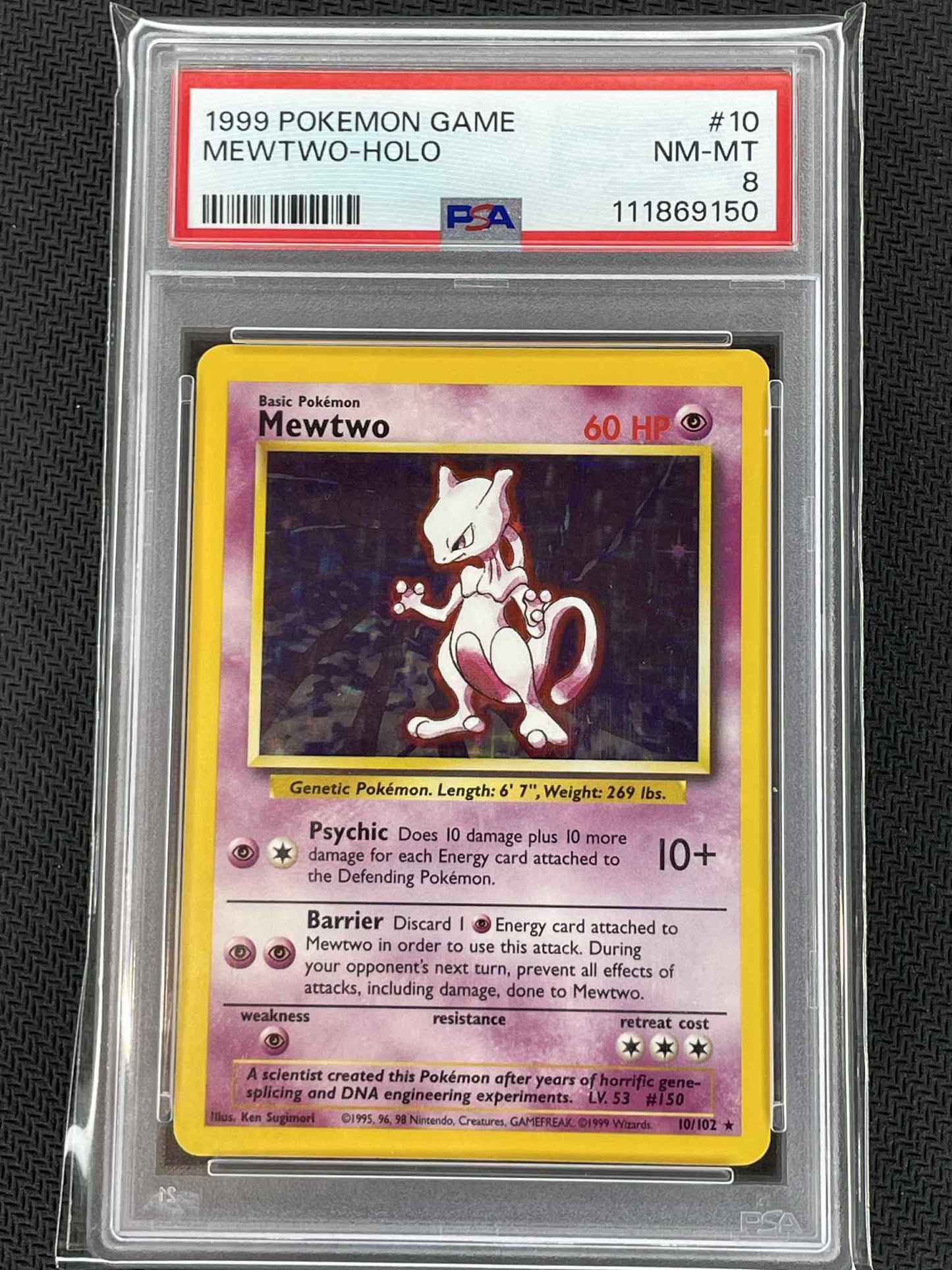 Mewtwo – 10/102 – Holo Rare – PSA 8 NM-MT – Pokémon TCG: Base Set Unlimited (1999)