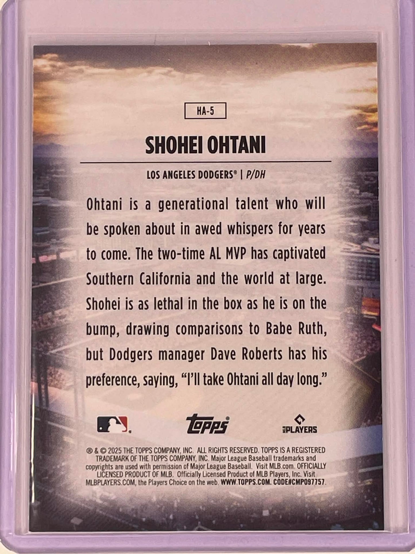 2025 Topps Series 1 - Home Field Advantage Shohei Ohtani #HA-5
