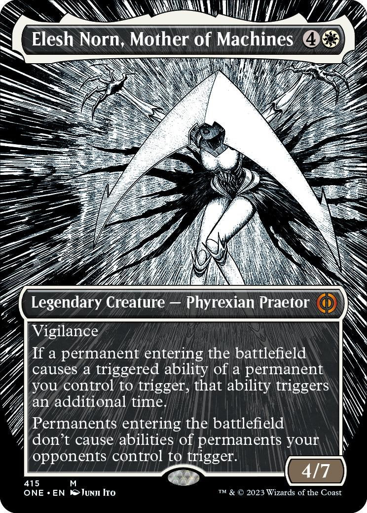 Phyrexia: All Will Be One Variants Foil: Elesh Norn, Mother of Machines (415 - Borderless Manga)