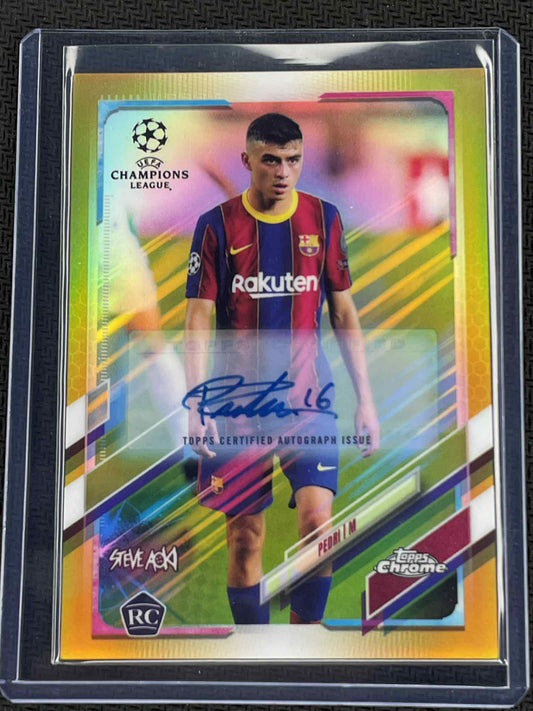 2021 Topps Chrome UEFA Steve Aoki Champions Pedri Gold Auto /50 #64