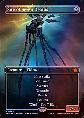 Sire of Seven Deaths 0362 Borderless Mana Foil Foundations Variants MTG Card