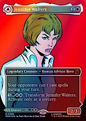 Jennifer Walters The Sensational She-Hulk #388 Borderless Classic Comic Showcase Foil Mythic Rare from Magic the Gathering Marvel Super Heroes MSH, Near Mint.