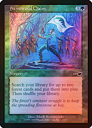 Skyshroud Claim #117 original Nemesis Foil Common from Magic the Gathering NMS, Near Mint 2000 old-frame green Sorcery.