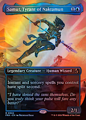 Samut, Tyrant of Naktamun #302 Borderless Foil Rare from Magic the Gathering Reality Fracture FRA, Near Mint Legendary Human Wizard.