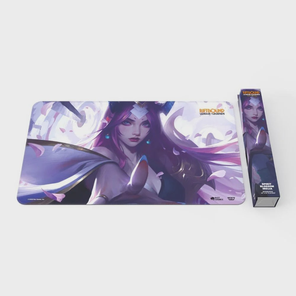Riftbound League of Legends TCG Spirit Blossom Irelia Spiritforged playmat.