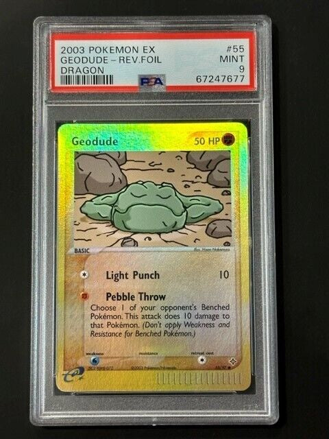Pokémon Geodude 55/97 Reverse Foil EX Dragon 2003 – PSA 9 Slab