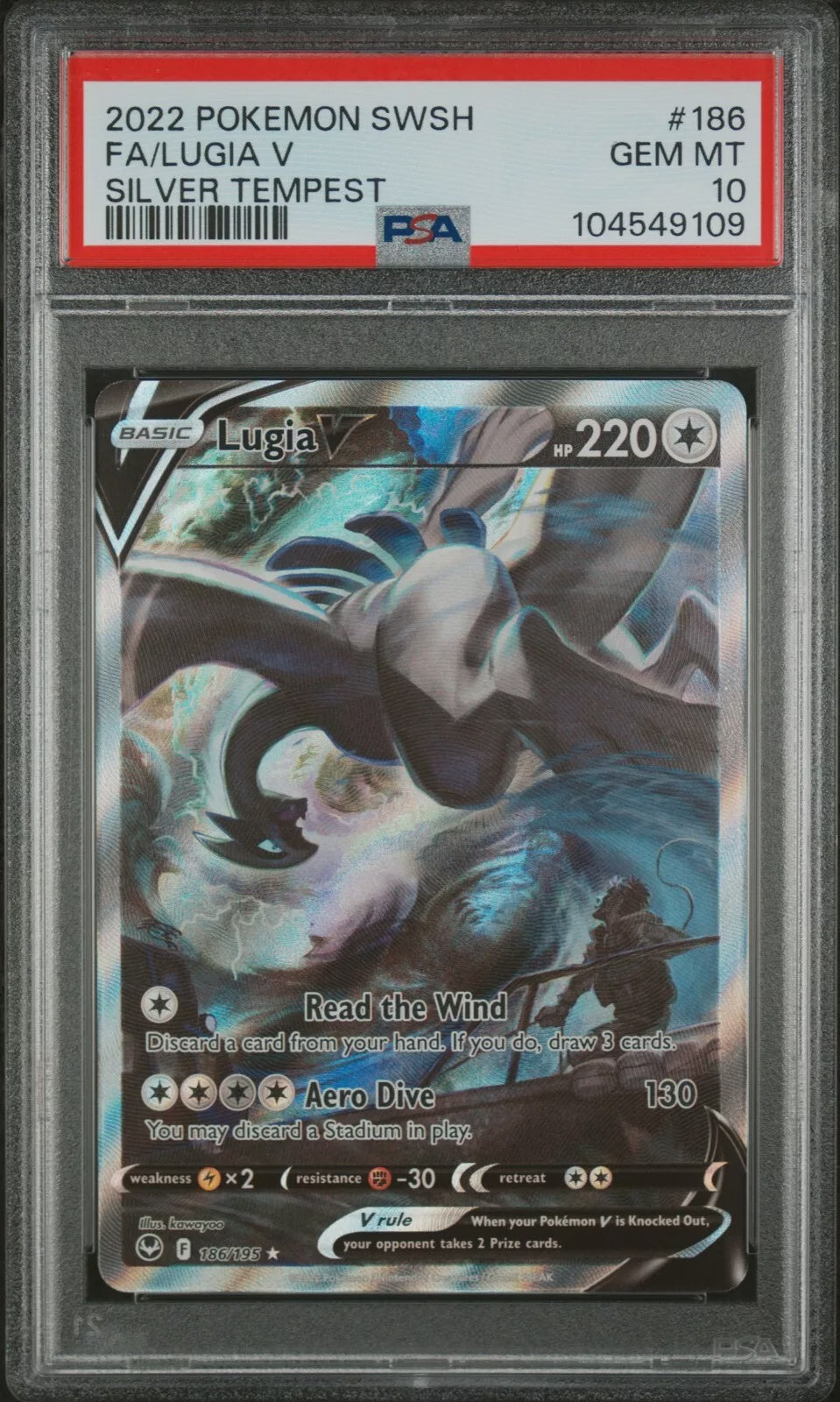 Pokemon 2022 Lugia V 186/195 Alt Art Silver Tempest GEM MINT PSA 10
