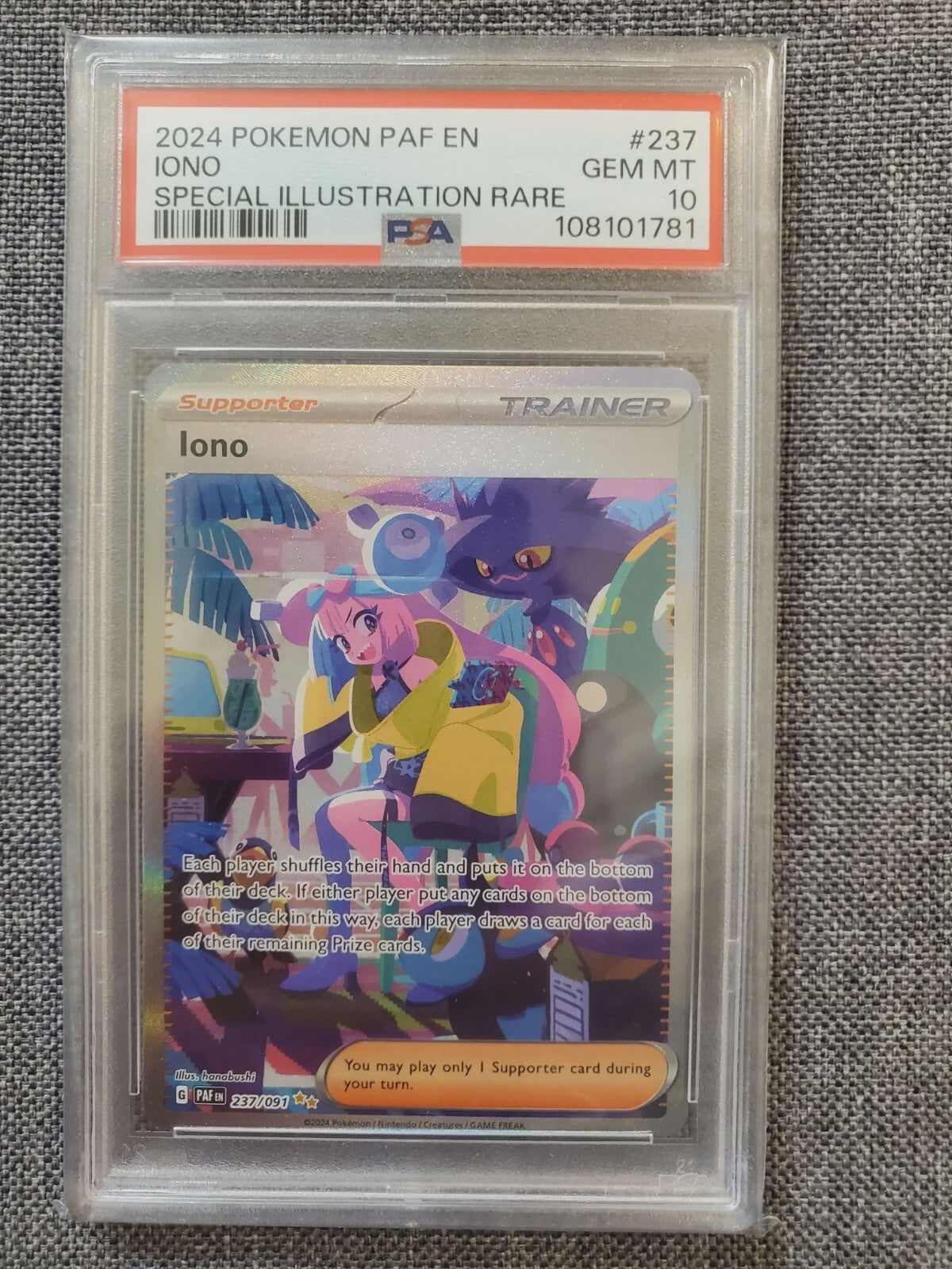Iono 237/091 - Special Illustration Rare - Paldean Fates (PSA 10) Urban Empire Collectables AU Iono 237/091 - Special Illustration Rare - Paldean Fates (PSA 10) Urban Empire Collectables AU