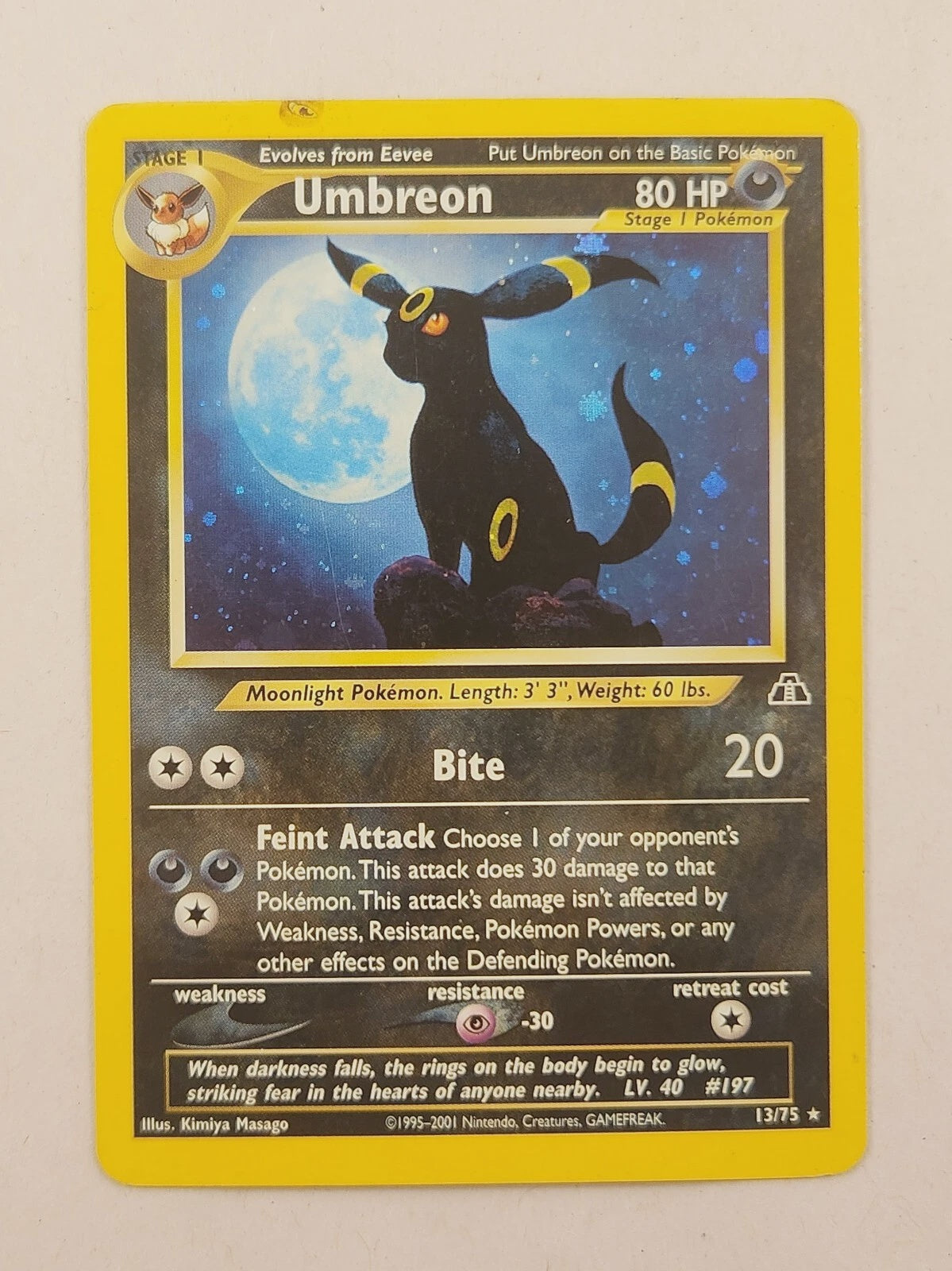Umbreon 13/75 Holo Neo Discovery Pokmon MP Vintage Johto Urban Empire Collectables AU Umbreon 13/75 Holo Neo Discovery Pokmon MP Vintage Johto Urban Empire Collectables AU