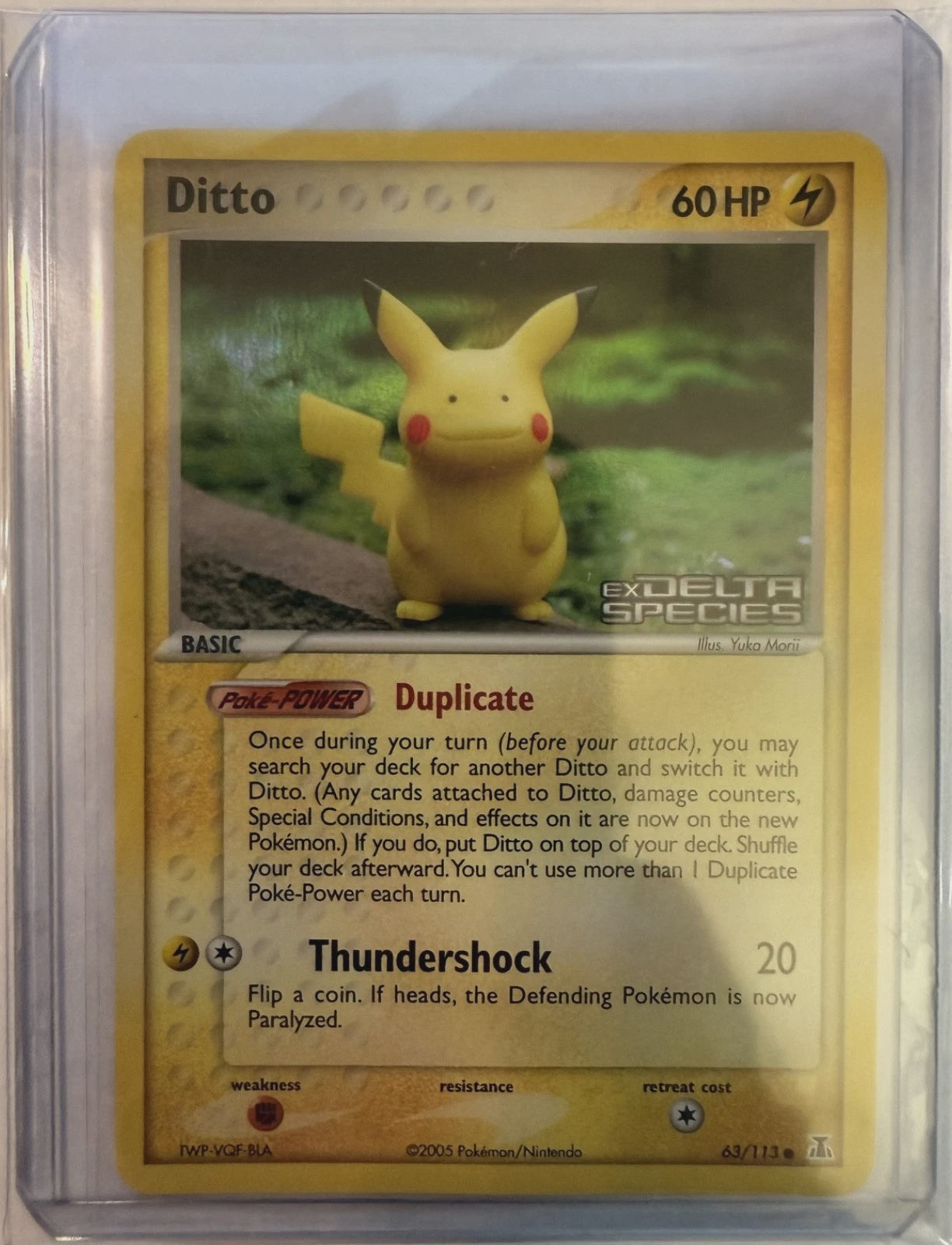 2005 Pokémon EX Delta Species Pikachu Ditto 63/113 Reverse Stamped LP