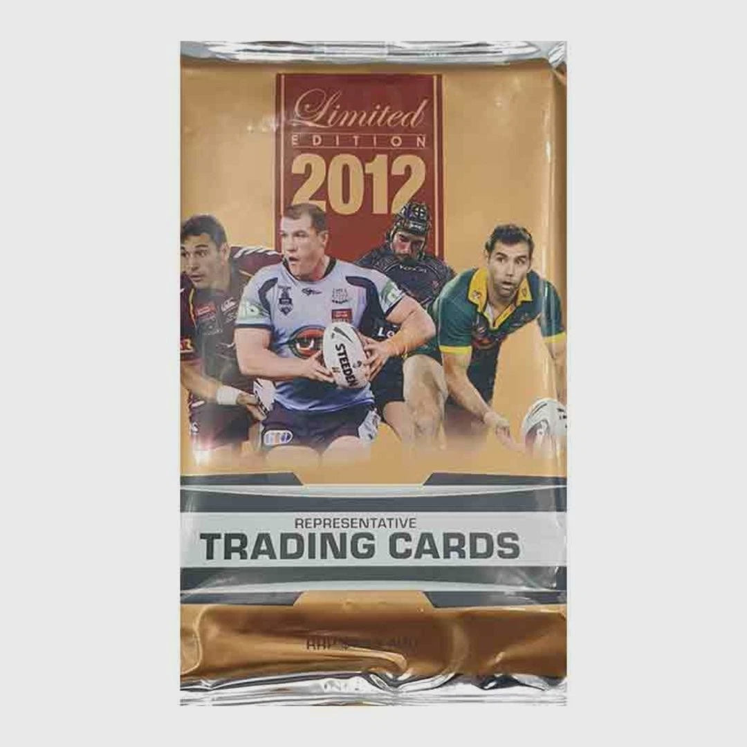 2012 NRL Limited Edition Trading Cards factory sealed booster pack containing 8 trading cards.