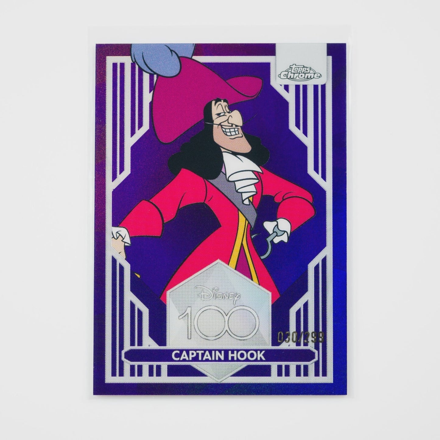 023 Topps Chrome Disney 100 Captain Hook Purple Refractor /299 #11 trading card