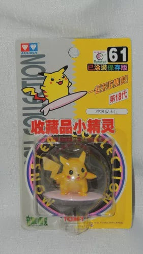 Vintage TOMY Auldey Pokémon Surfing Pikachu Figure #61 Japanese Original