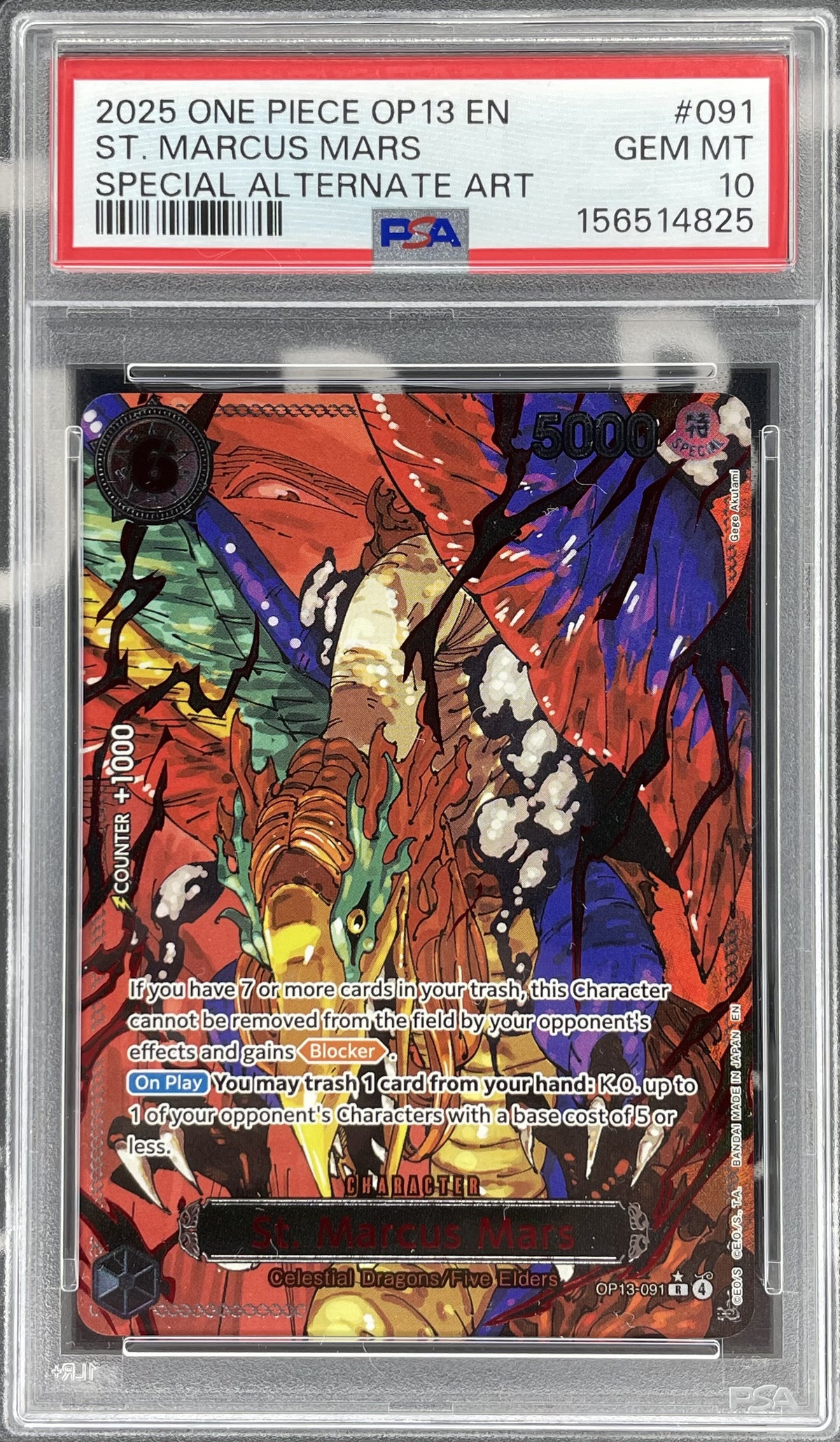 One Piece St. Marcus Mars Special Alternate Art - OP13-091 - PSA 10