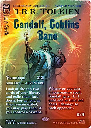 A collectible trading card featuring artwork from J.R.