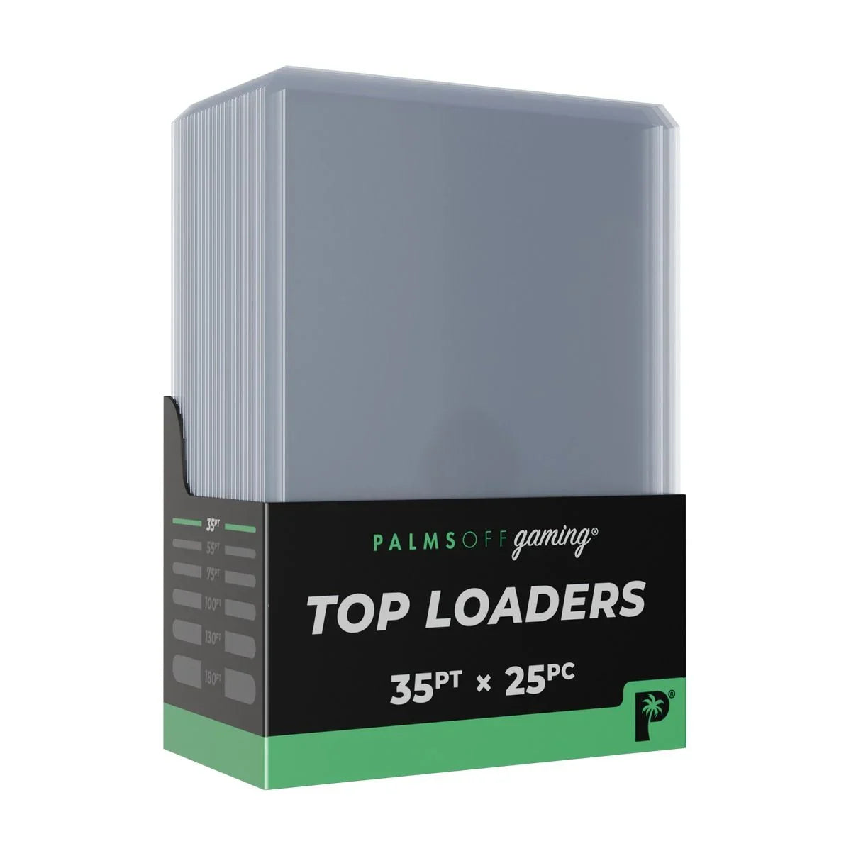 Pack of 25 rigid top loaders for standard-size trading cards, providing durable protection for valuable collectibles.