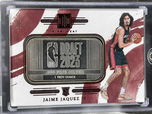 “2023-24 Panini Impeccable Jaime Jaquez Silver Bar Rookie card numbered /8.”