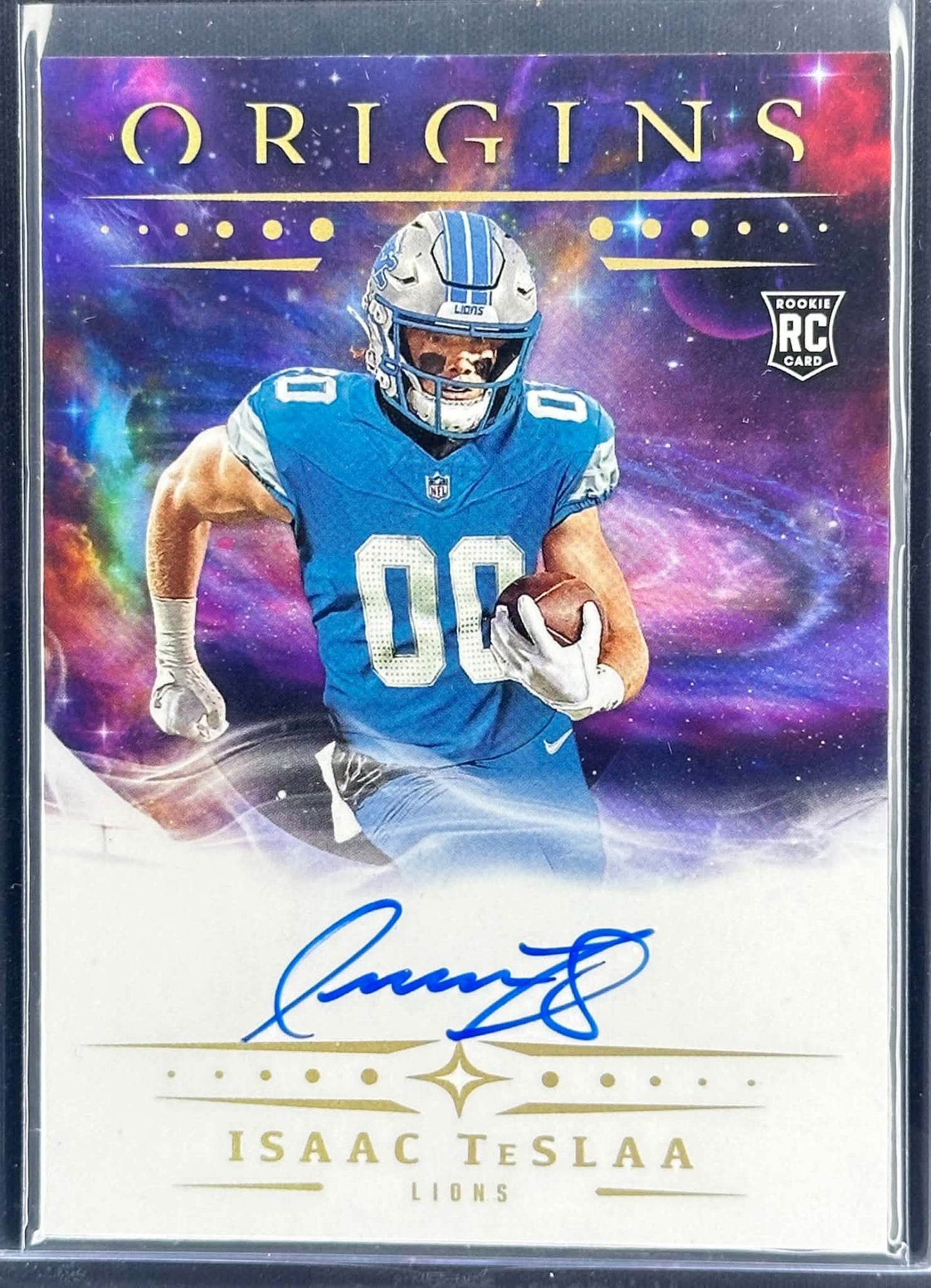 Isaac TeSlaa 2025 Panini Origins Rookie Autograph RC Detroit Lions football card