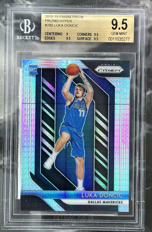 2018-19 Panini Prizm Hyper Prizm Luka Dončić #280 rookie year BGS 9.5 True Gem Gem Mint graded basketball card