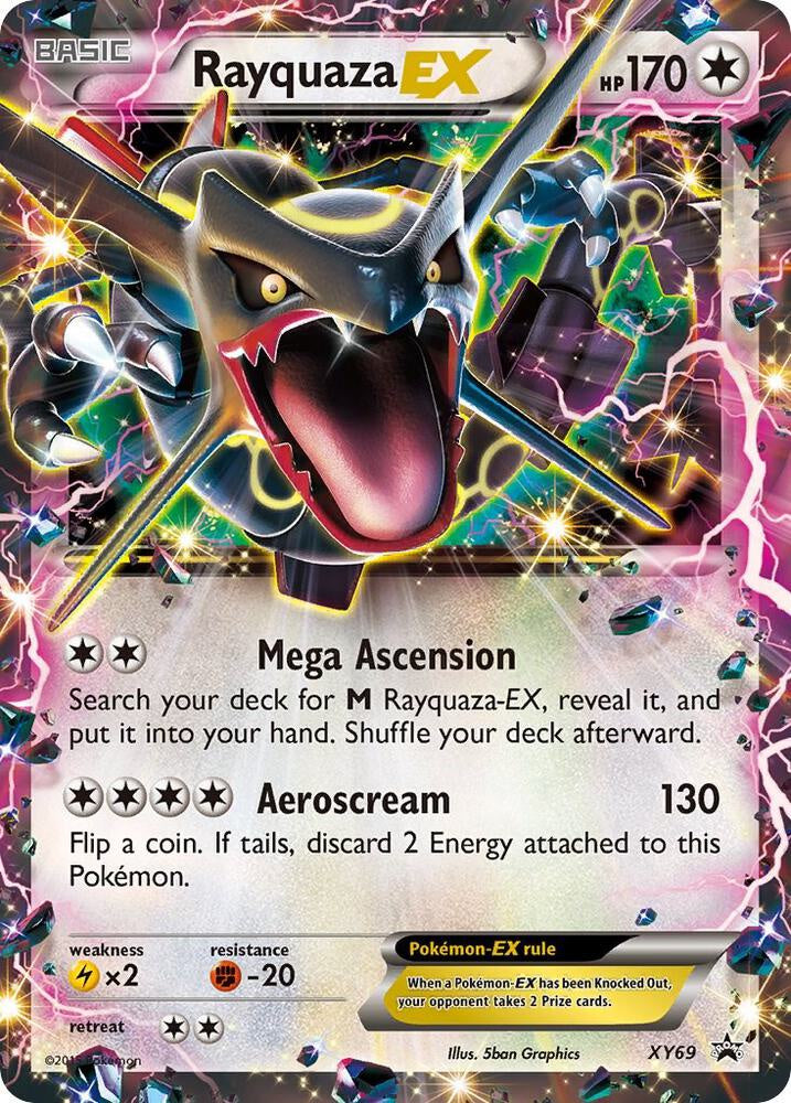 2015 Pokémon Rayquaza EX XY69 Black Star Promo Holo English card in Lightly Played condition.