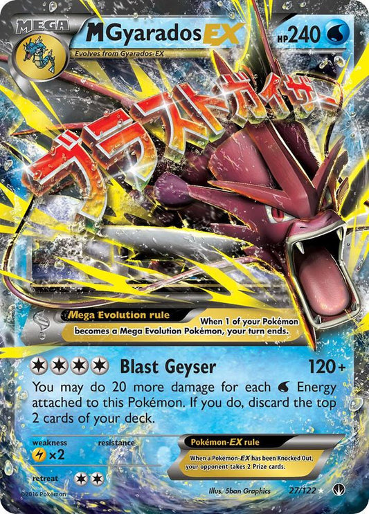 2016 Pokémon M Gyarados EX 27/122 XY BREAKpoint Ultra Rare Holo English card in Near Mint condition.