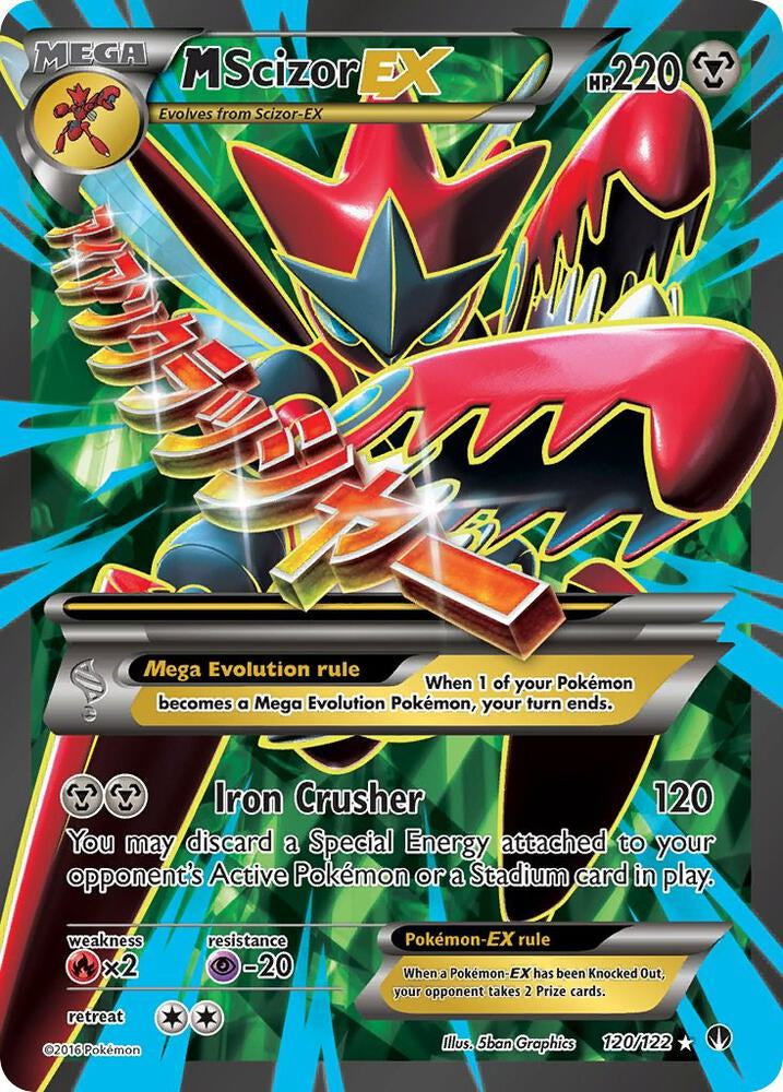 2016 Pokémon M Scizor EX 120/122 XY BREAKpoint Full Art Holo English card in Near Mint condition.