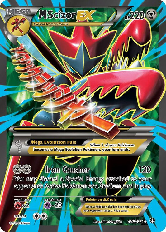 2016 Pokémon M Scizor EX 120/122 XY BREAKpoint Full Art Holo English card in Near Mint condition.