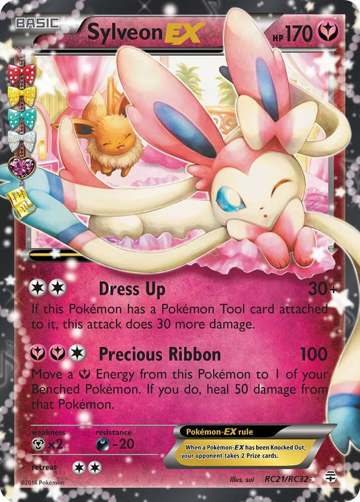 Pokémon Sylveon EX RC21/RC32 XY Generations Radiant Collection Ultra Rare Holo Lightly Played Eeveelution card.