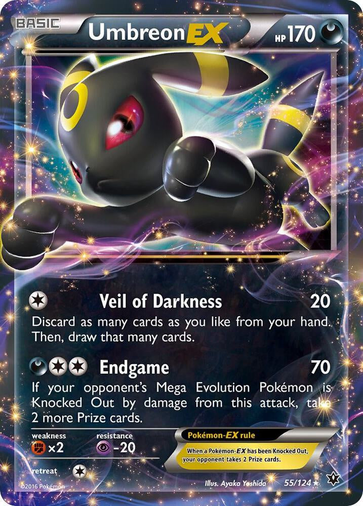 Pokémon Umbreon EX 55/124 XY Fates Collide Ultra Rare Holo Near Mint Pokémon trading card featuring the popular Eeveelution.