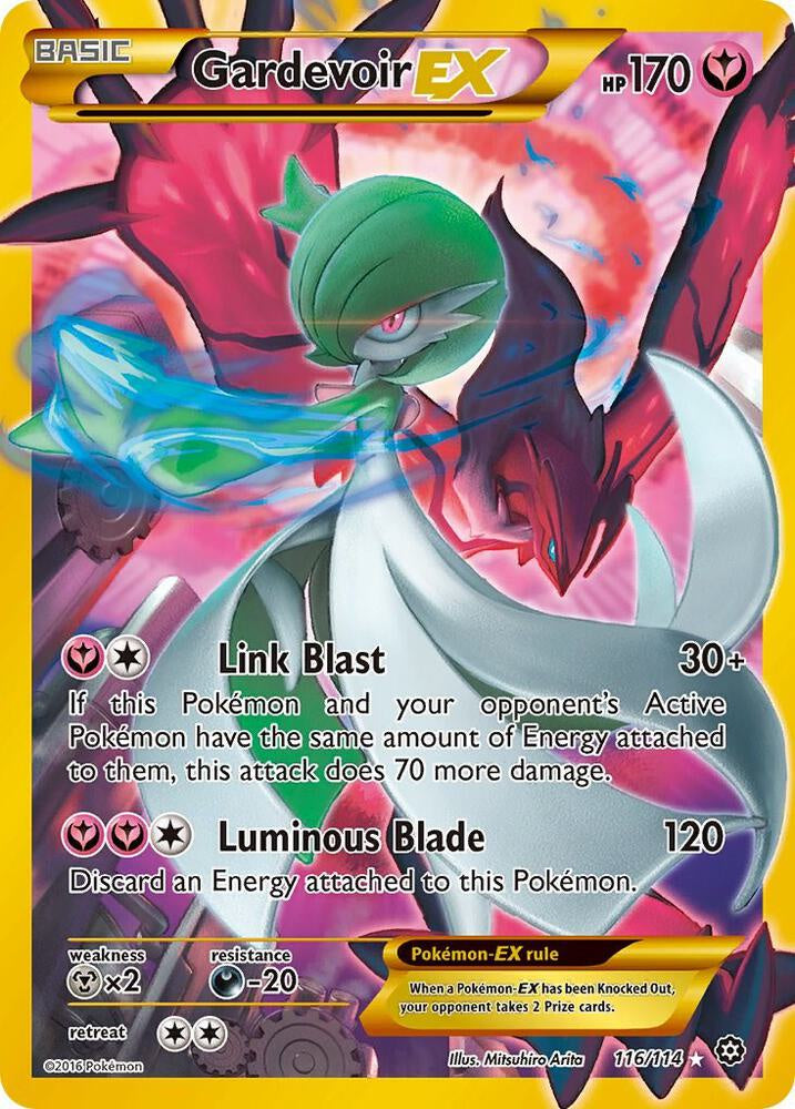 2016 Pokémon XY Steam Siege Gardevoir EX 116/114 Secret Rare Full Art Holo English Lightly Played card.