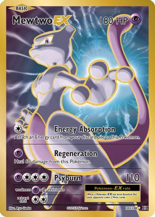 Mewtwo EX 103/108 Full Art Ultra Rare XY Evolutions Pokémon trading card.
