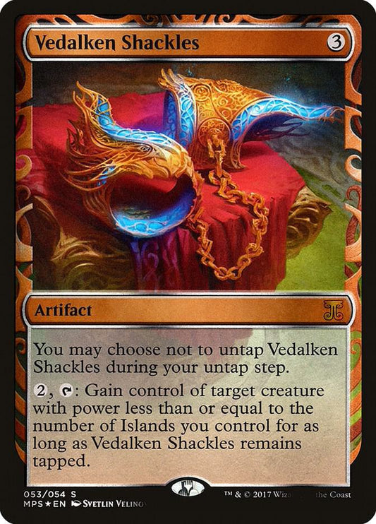 Buy Vedalken Shackles from Kaladesh Inventions (MPS), a premium Masterpiece Series Magic: The Gathering artifact for control and Commander decks.
